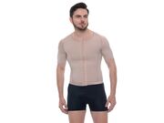 Colete masculino longo com abertura com manga 